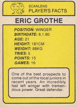 1981 Scanlens #91 Eric Grothe Back